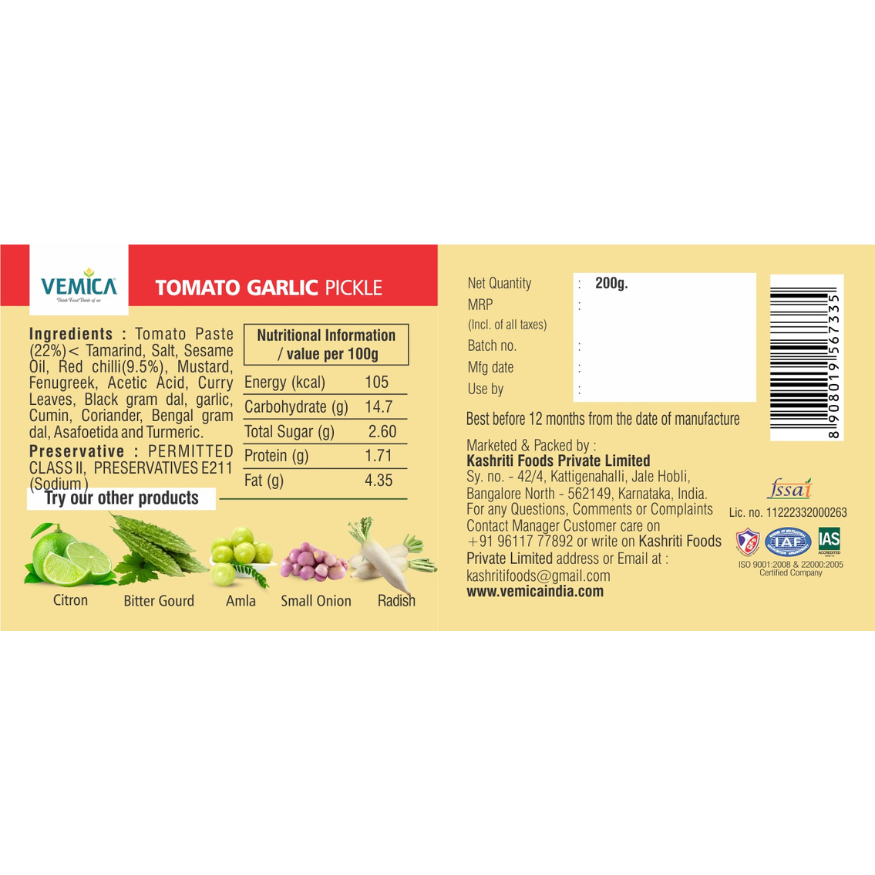 tomato garlic pickle back side