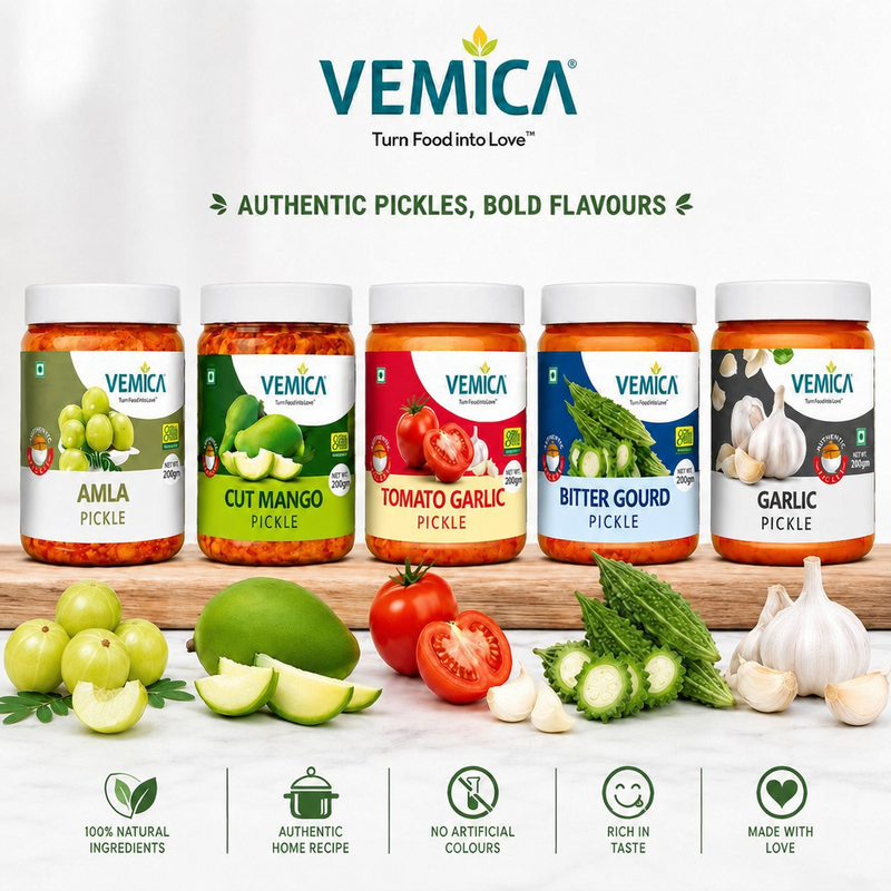 Vemica 5 pickle combo with 200gm labels