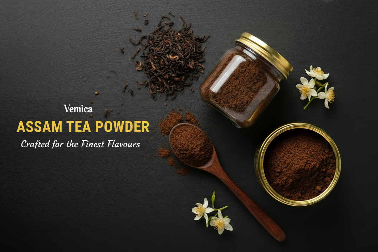 Assam Tea Powder Banner - No Text Background