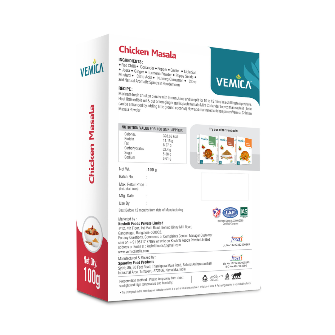 Chicken Masala Powder back side