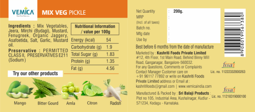 Mixed Vegetable Pickle back side