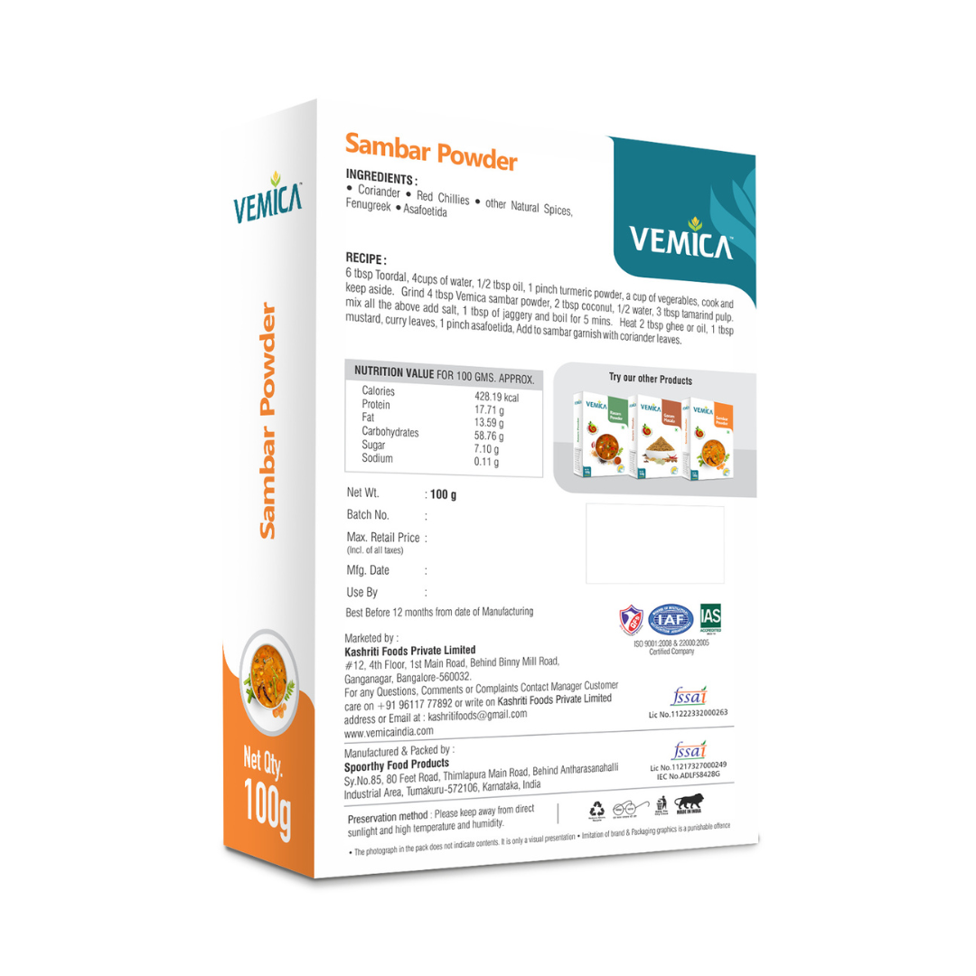 Sambar Powder back side