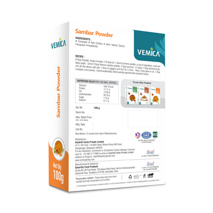 Sambar Powder back side