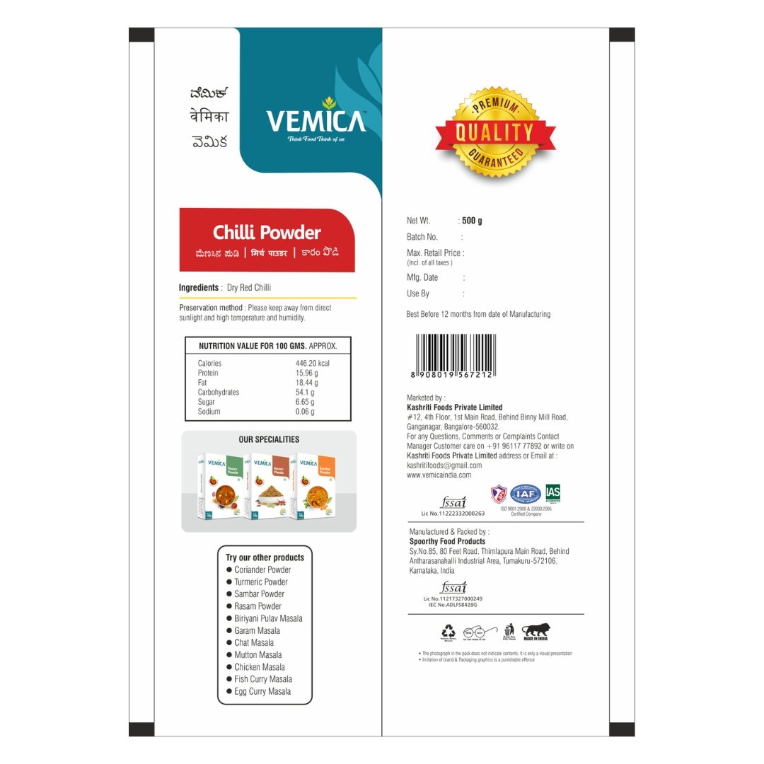 Red Chilli Powder back side