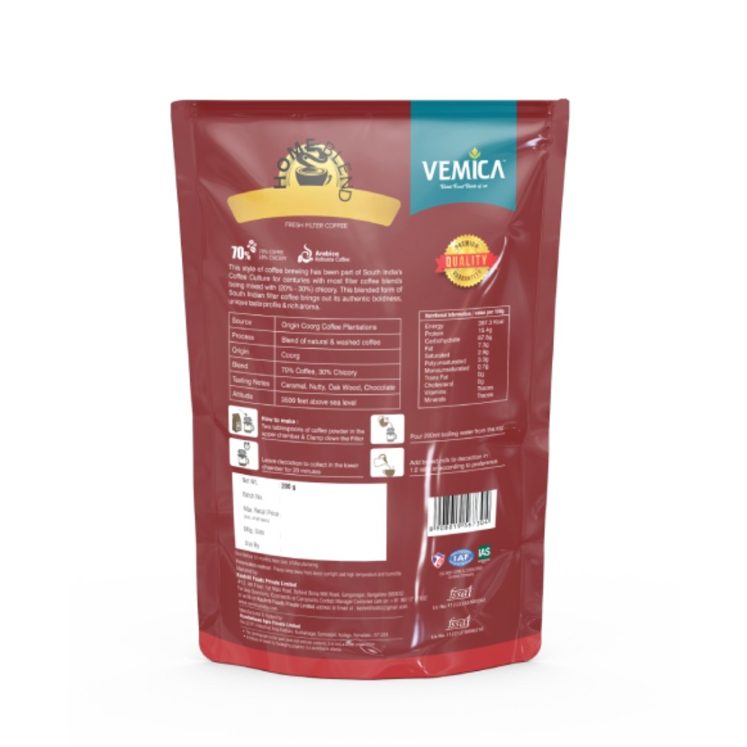 Home Blend Coffee back side