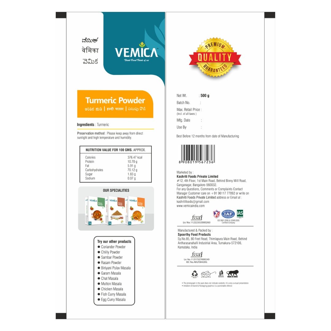 tumeric powder back side