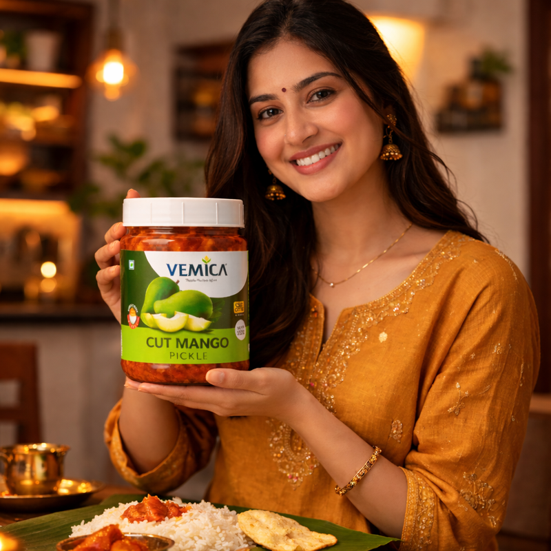 Vemica Heritage Four – Classic Pickle Combo (Cut Mango, Lemon, Garlic & Bitter Gourd) 4 x 200g