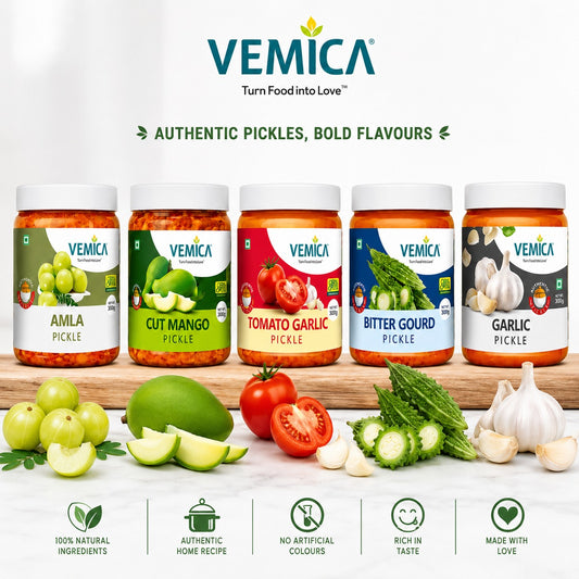 Vemica Spicy Pickle Combo (5 Pickles) | Traditional Indian Pickles