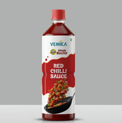 Vemica Premium Red Chilli Sauce 650 ml Food Grade Red Chilli Sauce for Chinese Cooking, Momos & Snacks