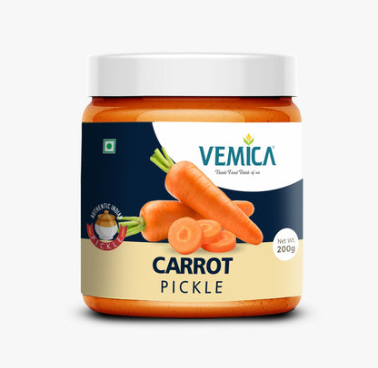 Vemica Carrot Pickle 200g jar front view