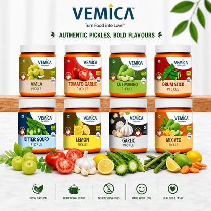 Vemica Bestseller Pickle Combo (8 Pickles) | Most Loved Traditional Indian Pickles