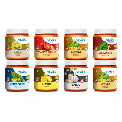 Vemica Bestseller Pickle Combo (8 Pickles) | Most Loved Traditional Indian Pickles