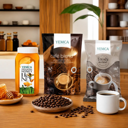 3 Coffee Blends and Natural Honey Pack – Fresh Blend Coffee 200g, Café Blend Coffee, Gold Blend Filter Coffee (2 x 200g) & Honey 100g