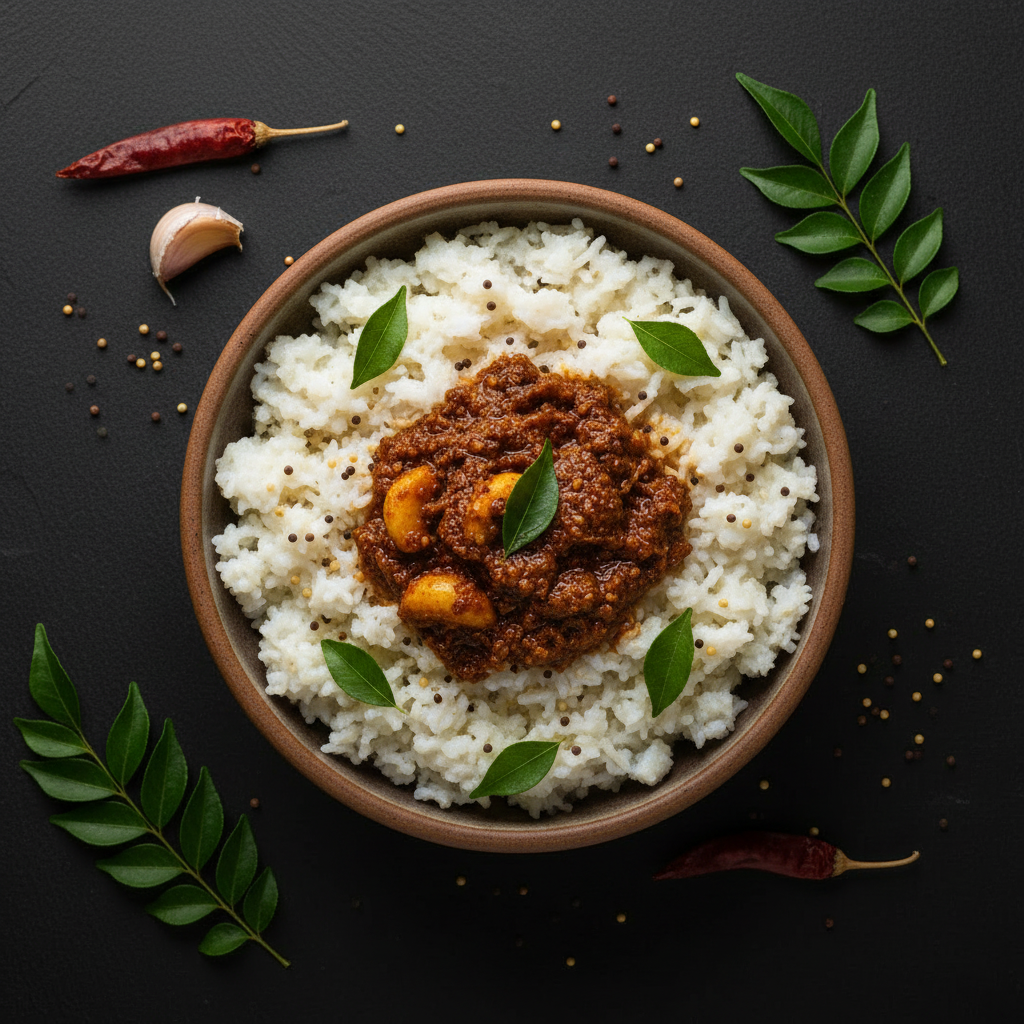 Curd Rice with Andhra Pickle