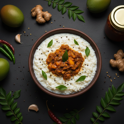Curd Rice with Homemade Pickle