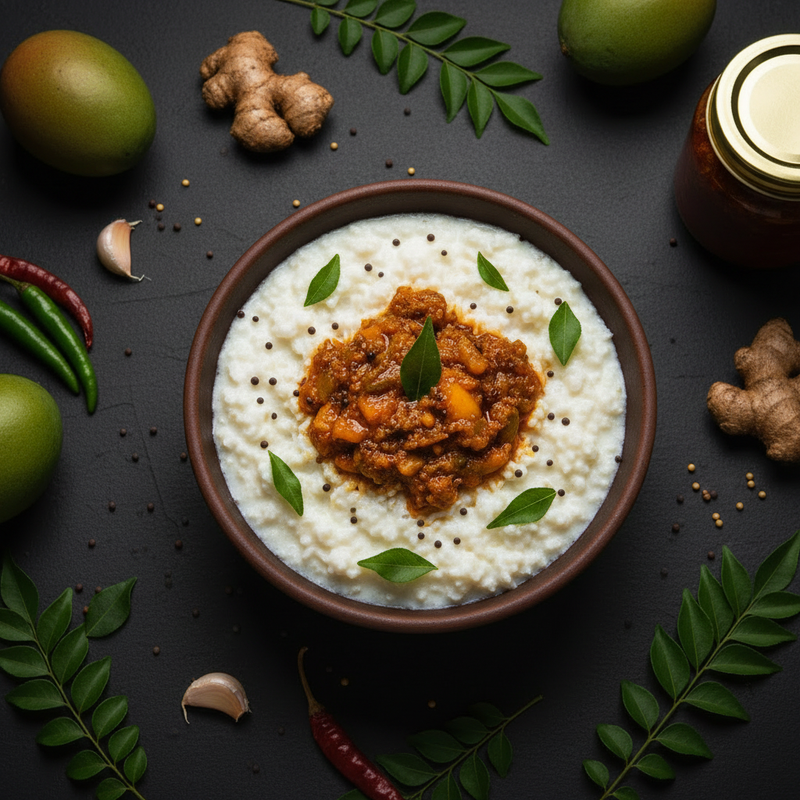 Curd Rice with Homemade Pickle