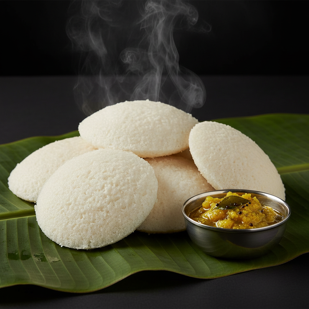 Idli with Lemon Pickle