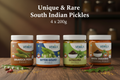 Unique & Rare South Indian Pickles Combo – Drumstick, Bitter Gourd, Gongura & Green Tamarind Pickle 4 x 200g