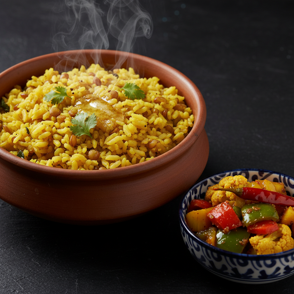 Khichdi with Mixed Pickle