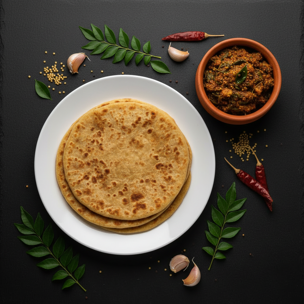 Paratha with Andhra Pickle