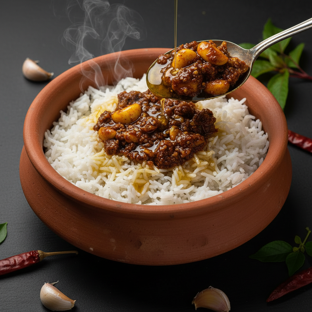 Rice with Andhra Pickle