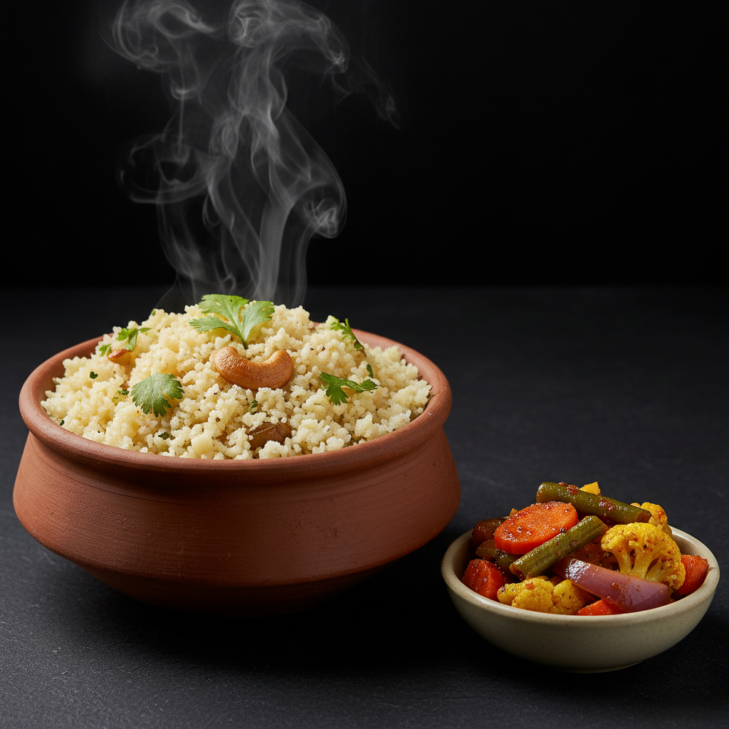 Upma with Mixed Pickle
