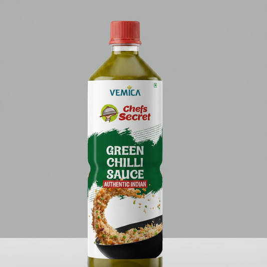 Vemica Green Chilli Sauce Left Angle