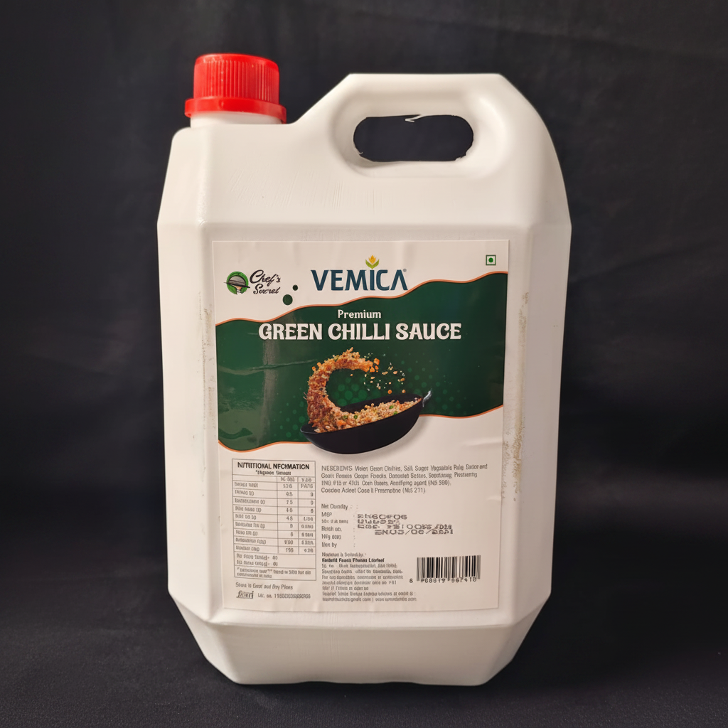 Vemica Green Chilli Sauce - Top Down